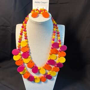 Ashley Cooper Vibrant Pink, Orange, and Yellow Necklace Set